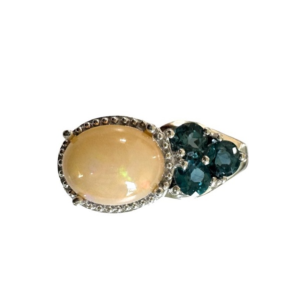 Opal and blue topaz enhancer pendant - Picture 3 of 8